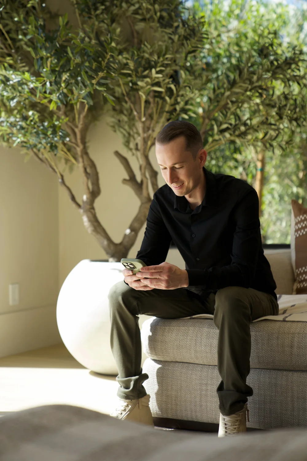 Justin Taylor working from a quiet lounge